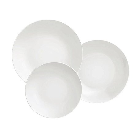 Aparelho Jogo De Jantar Pratos Porcelana Branco Tramontina 6 Peças