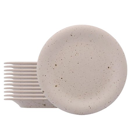 Kit 12 Pratos de Sobremesa Cerâmica Mist Matte Rustico Decorado 22cm Wolff