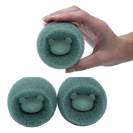 Kit 3 Bolinhas Esponja Tira Pelos Pet Coletores Para Máquina De Lavar Roupas
