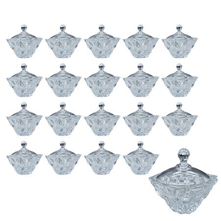 Kit 20 Potiche Baleiro Bomboniere de Vidro Doces Com Tampa Decorativo 245ml