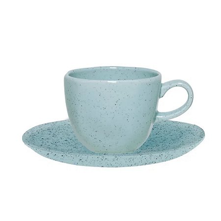 Xicara de Chá Café Com Pires Porcelana Ryo Blue Bay 220ml Oxford