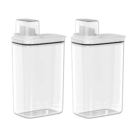 Kit 2 Dispenser Pote Medidor Hermético Produtos Limpeza Organizador Lavanderia 2,3L