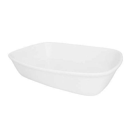 Travessa Refrataria De Porcelana Branca 1 Litro Retangular Pequena