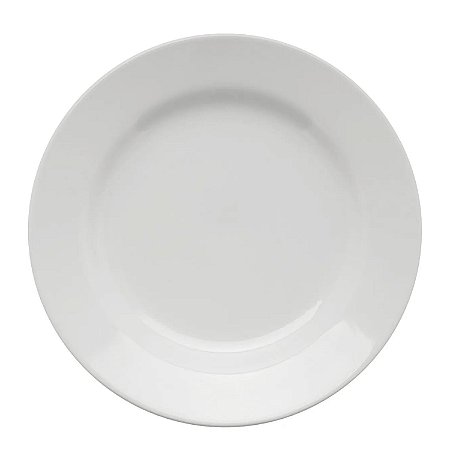 Prato Raso Porcelana Branco Liso 24cm Refeição Oxford Donna