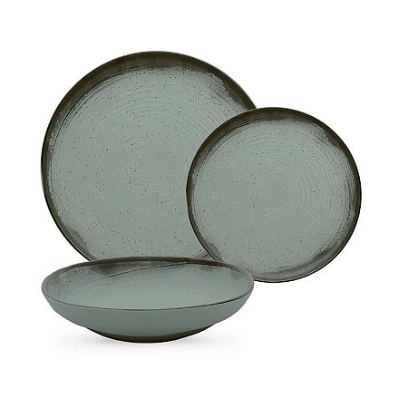 Jogo de Pratos Kit 18 Peças Oxford Cerâmica Flat Pacifico