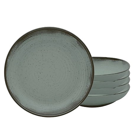 Jogo de 4 Pratos Fundo Cerâmica 20,5cm Flat Pacifico Rustico Oxford