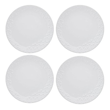 Jogo de Pratos Raso 4pcs Porcelana Branco Refeição 28,5cm Oxford Mia Chef