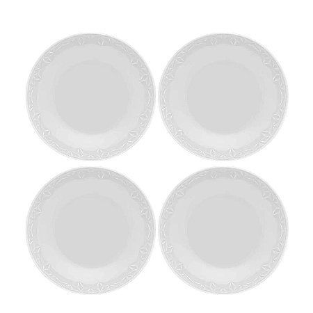 Jogo de Pratos Fundo Kit 4pcs Porcelana Branco Sopa 21cm Oxford Mia Chef