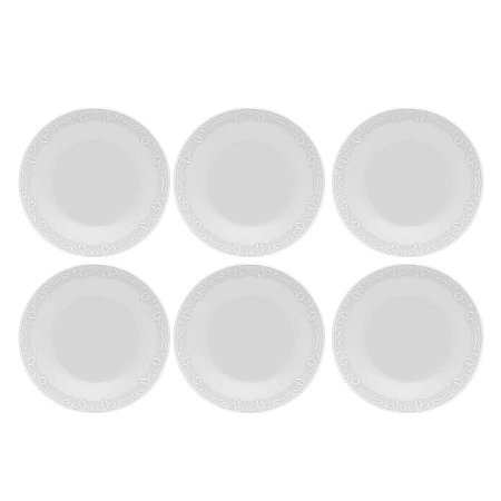 Jogo de Pratos Sobremesa Kit 6pcs Porcelana Branco 21cm Oxford Mia Chef