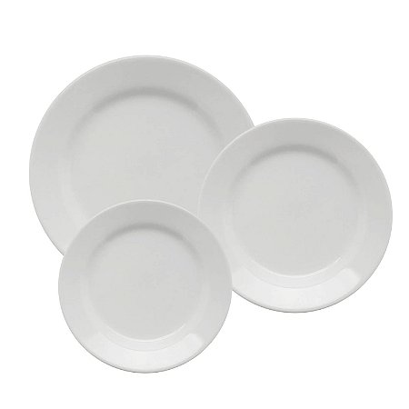 Jogo de Pratos Aparelho Jantar Kit 18 Peças Oxford Porcelana Branco Liso Donna