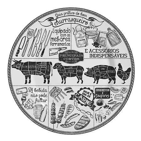 Prato Raso De Cerâmica 29cm Churrasco Gourmet Alleanza