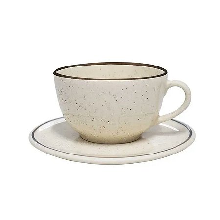 Xicara de Chá Café Com Pires Cerâmica 200ml Unni Brisa Oxford