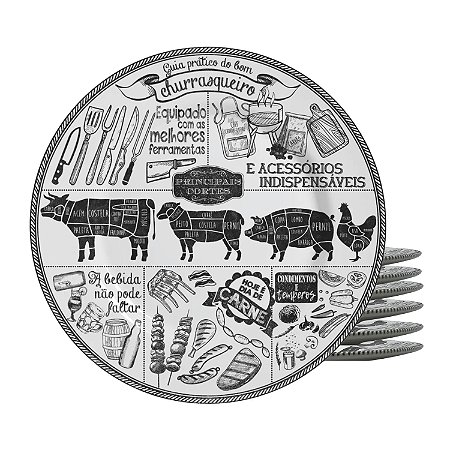 Jogo De Pratos Sobremesa Cerâmica 20cm Kit 6pcs Churrasco Gourmet Alleanza