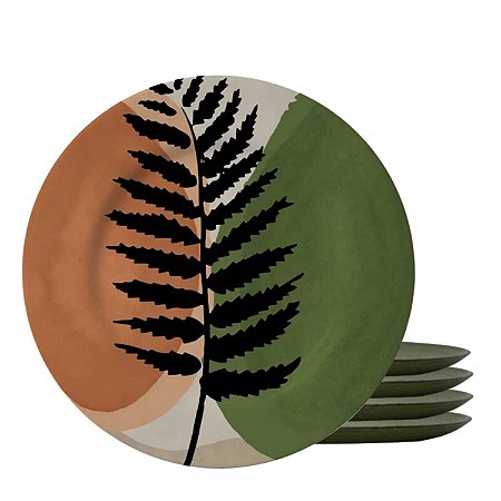 Jogo de Pratos Sobremesa Cerâmica 20cm Kit 4pcs Alleanza Atlântica Mesa Posta