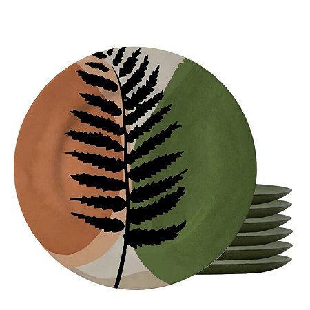 Jogo de Pratos Sobremesa Cerâmica 20cm Kit 6pcs Alleanza Atlântica Mesa Posta