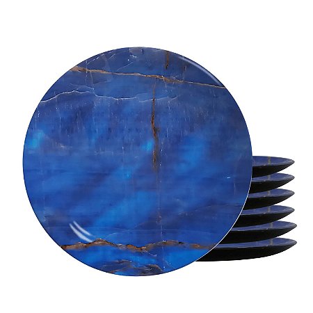 Jogo De Pratos Sobremesa Cerâmica Kit 6pcs 20cm Lápis Lazúli Alleanza Azul