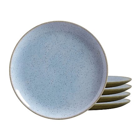 Jogo De Pratos Raso Cerâmica Kit 4 Peças 29cm Refeição Maldivas Alleanza Azul