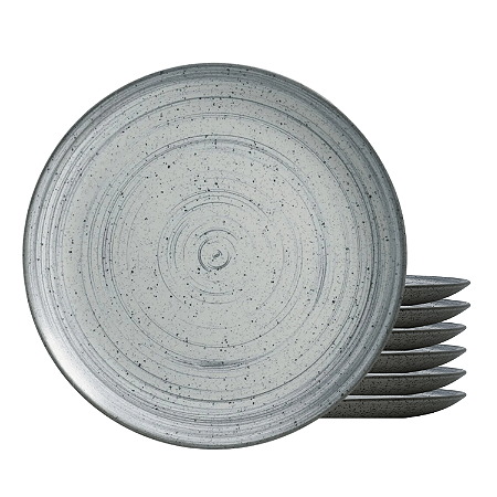Jogo De Pratos Sobremesa Cerâmica Kit 6 Peças 20cm Kya Gray Alleanza Cinza