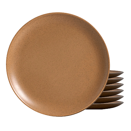 Jogo De Pratos Sobremesa Cerâmica Kit 6 Peças 20cm Organic Terracota Alleanza