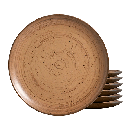 Jogo De Pratos Sobremesa Cerâmica Kit 6 Peças 20cm Kya Terracota Alleanza