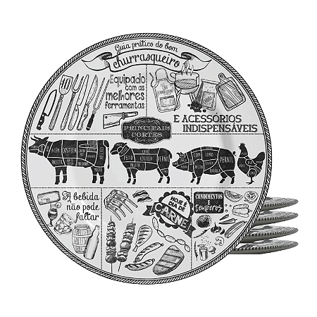 Jogo De Pratos Raso Cerâmica 29cm Kit 4pcs Para Churrasco Gourmet Alleanza