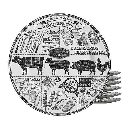 Jogo De Pratos Raso Cerâmica 29cm Kit 6pcs Para Churrasco Gourmet Alleanza