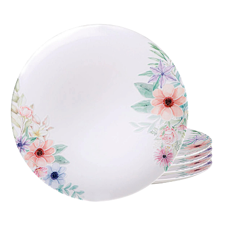 Jogo de Pratos Raso 28cm Kit 4 Peças Em Porcelana Floratta Tramontina