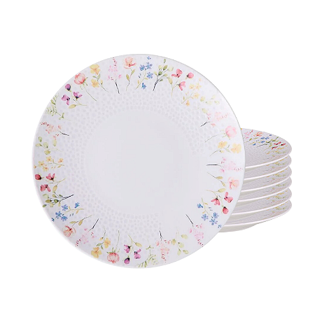 Jogo de Pratos Sobremesa 21cm Kit 6 Peças Em Porcelana Artemis Tramontina
