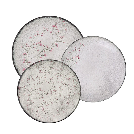 Aparelho De Jantar Jogo Pratos Porcelana Kit 12 Peças Floralis Tramontina
