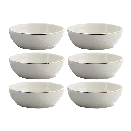Jogo Kit 6 Tigelas Bowl Cumbuca Cerâmica Harmony 523ml Caldo Sopa Corona