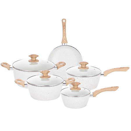 Jogo de Panelas Antiaderente Cerâmica  Kit 4 Peças Vanilla Cooktop Fogão Indução