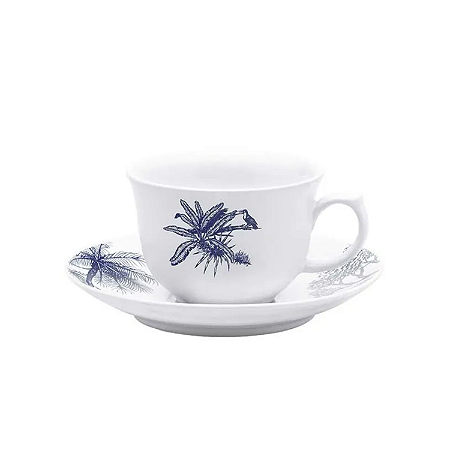 Xicara de Chá Café Com Pires Porcelana 240ml Toile De Jouy Oxford