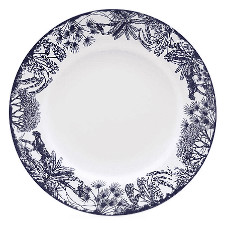 Prato Raso de Porcelana 28cm Oxford Toile de Jouy Refeição