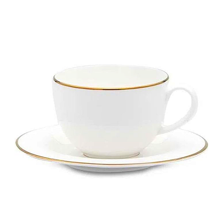 Xicara De Café Com Pires Porcelana Borda Dourada 90ml Luxo Legacy Gold