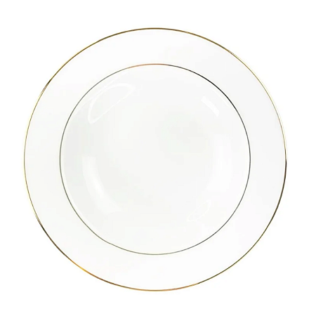 Prato Fundo de Porcelana Luxo Borda Dourada 20,5cm Majesty Gold Mesa Posta
