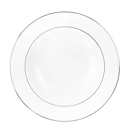 Prato De Sobremesa Porcelana Luxo Borda Prata 19cm Majesty Silver Mesa Posta