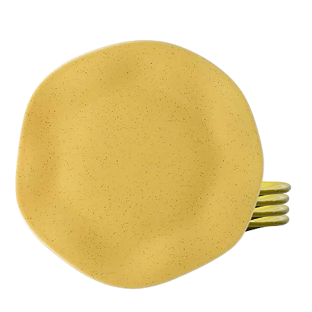 Jogo De Pratos Raso Porcelana Kit 4 Peças Ryo Maracujá 27,5cm Oxford Amarelo
