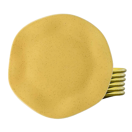 Jogo De Pratos Raso Porcelana Kit 6 Peças Ryo Maracujá 27,5cm Oxford Amarelo