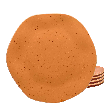 Jogo Pratos De Sobremesa Ryo Papaya 21,5cm Kit 4 Peças Porcelana Oxford Laranja