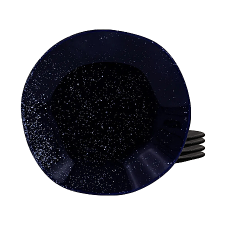 Jogo Pratos De Sobremesa Ryo Safira Kit 4 Peças Porcelana 21,5cm Oxford Azul Marinho