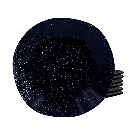 Jogo De Pratos Fundo Ryo Safira Kit 6 Peças 22,5cm Porcelana Oxford Azul Marinho