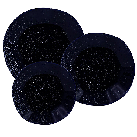 Aparelho De Jantar Jogo Pratos Porcelana Kit 12 Peças Ryo Safira Oxford Azul Marinho