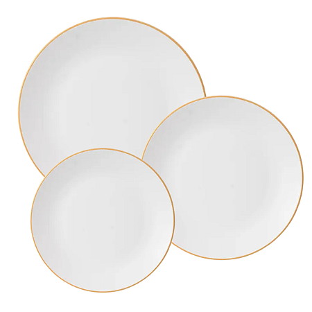 Aparelho De Jantar Jogo Pratos Porcelana Kit 12 Peças Borda Dourada Legacy Gold Luxo