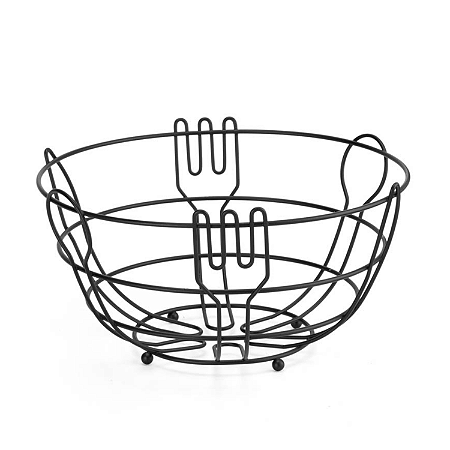 Fruteira de Mesa Cesta de Frutas 25cm Aramada Redonda Cozinha Decorativa