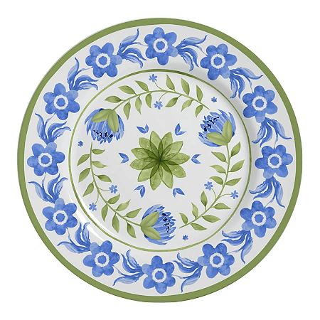Prato Raso Jantar Cerâmica 29cm Refeição Naples Alleanza Florido