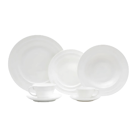 Aparelho Jogo De Jantar Chá Pratos Porcelana Completo 42 Peças Branco New Bone Bambu