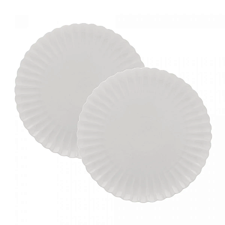 Kit 2 Pratos De Sobremesa 20cm Porcelana Wolff Pétala Branco Matt Conjunto