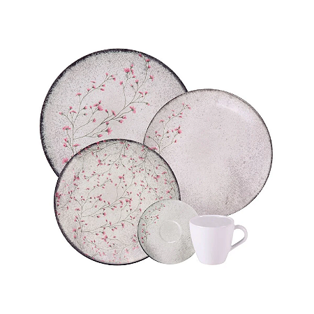 Aparelho Jogo De Jantar Chá Pratos Porcelana Completo 20 Peças Floralis Tramontina