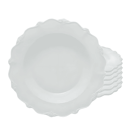 Jogo De Pratos Raso Kit 6 Peças Porcelana 27cm Refeição Fancy Wolff Branco Jantar