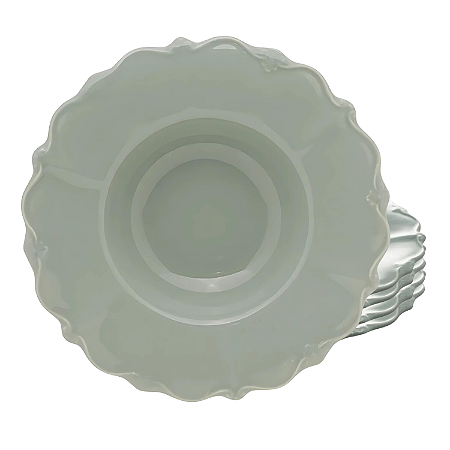 Jogo de Pratos Fundo Chapéu p/ Massa Kit 4 Peças Porcelana 23cm Fancy Menta Risoto